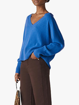 Whistles Oversized Sustainable Cashmere Blend Jumper, Blue