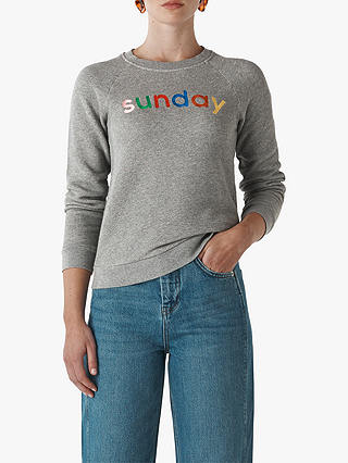 Whistles Embroidered Sunday Sweatshirt, Grey Marl