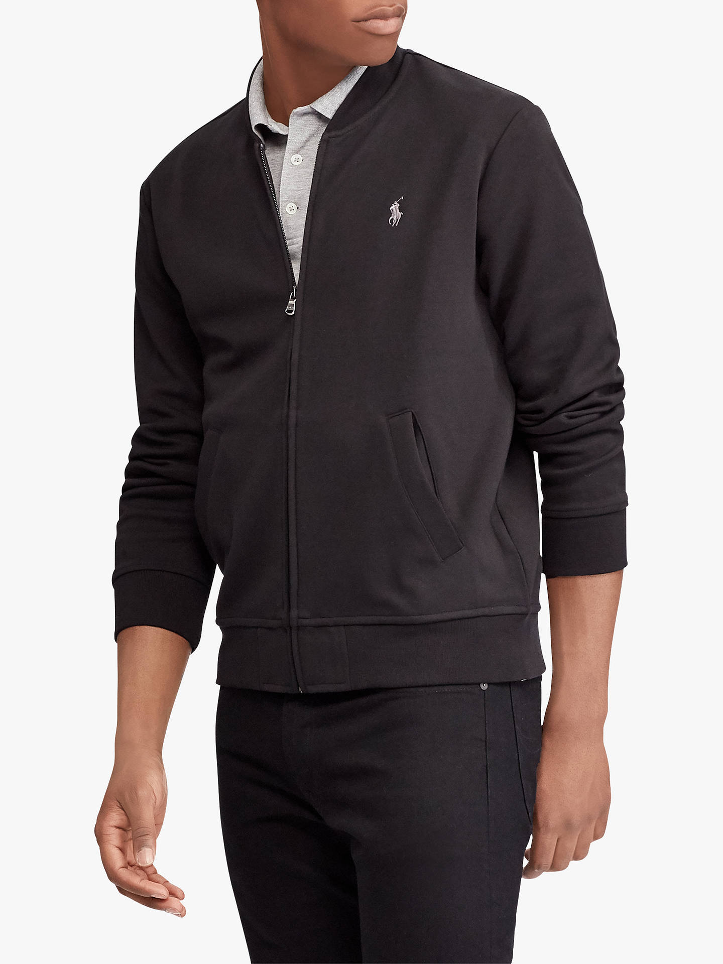 Polo Ralph Lauren Double-Knit Bomber Jacket, Black at John Lewis & Partners