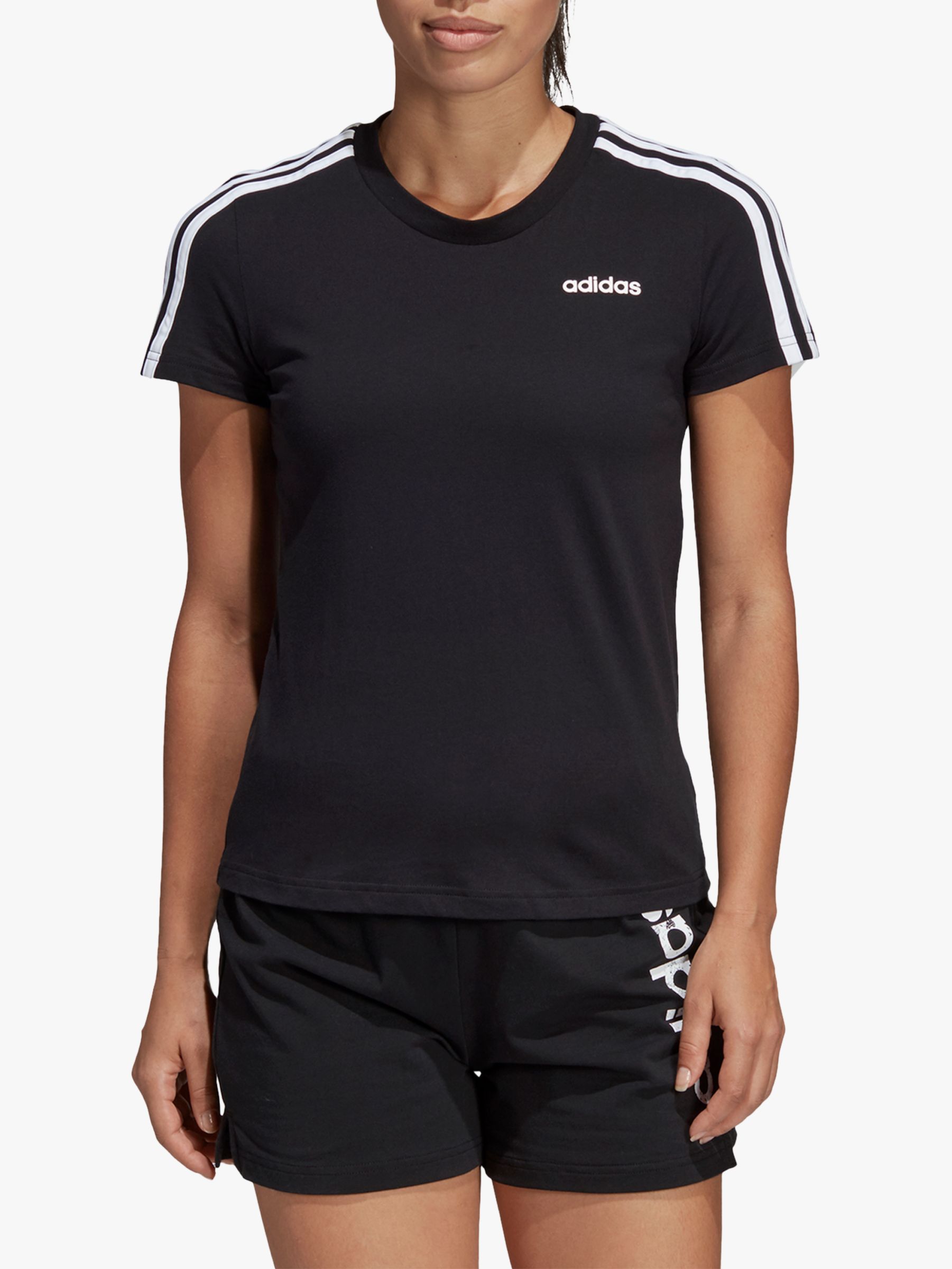 adidas Essentials 3-Stripes T-Shirt, Black/White