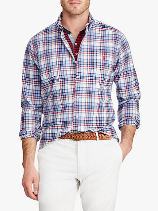 Polo Ralph Lauren Slim Fit Poplin Shirt, Firebrick/Navy