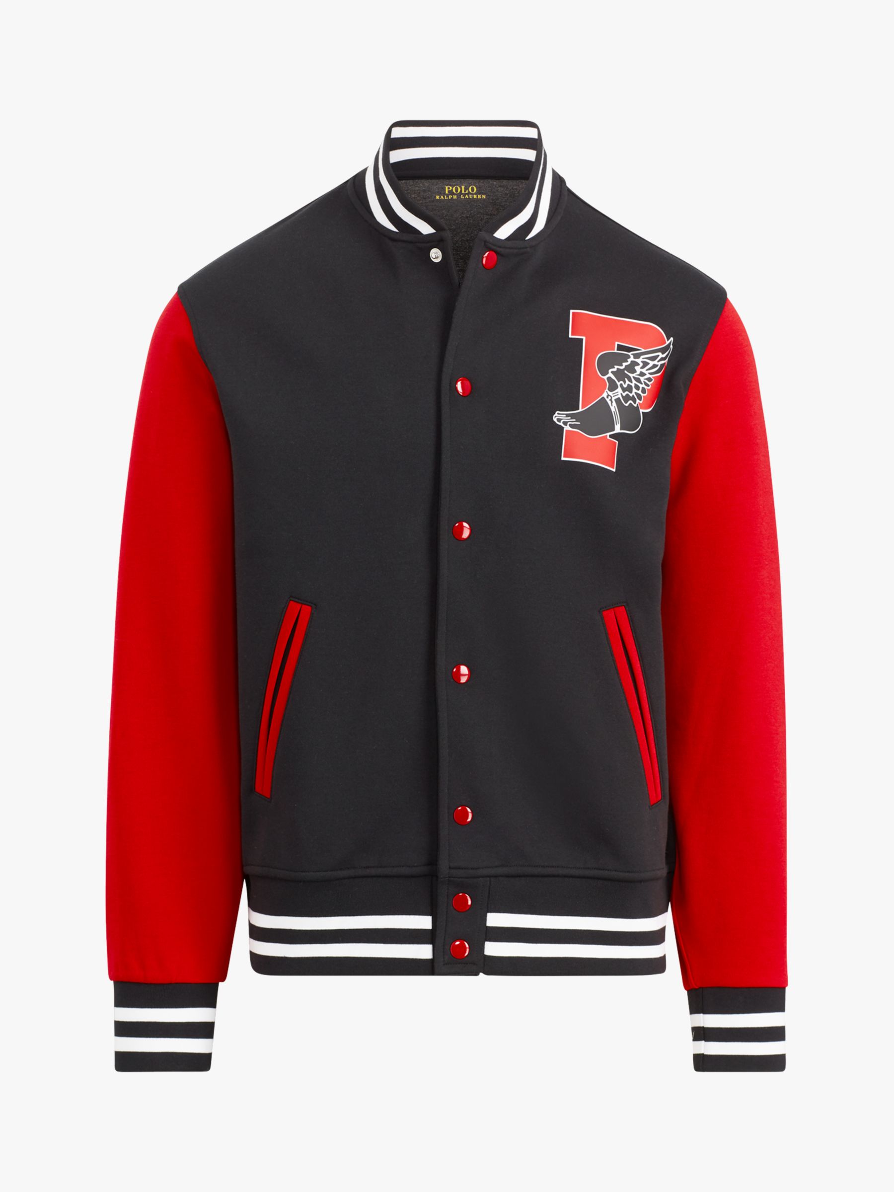 red and black polo jacket