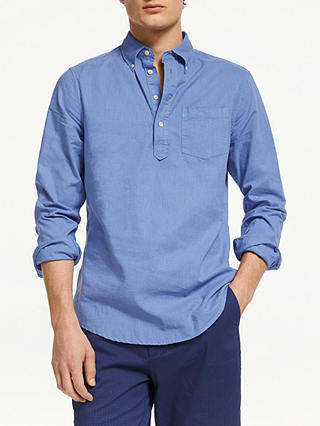 John Lewis & Partners Garment Dyed Linen Blend Popover Shirt