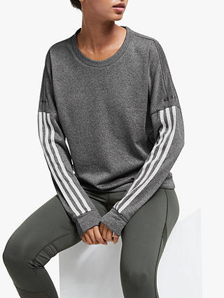 adidas Response Long Sleeve Running Sweatshirt, Grey/White