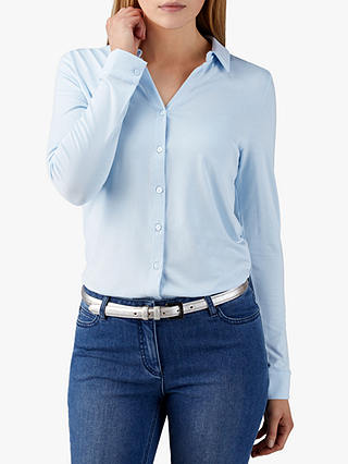 Pure Collection Jersey Blouse, Pale Blue