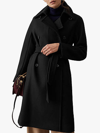 Reiss Eilish Button Detail Double Breasted Coat, Black