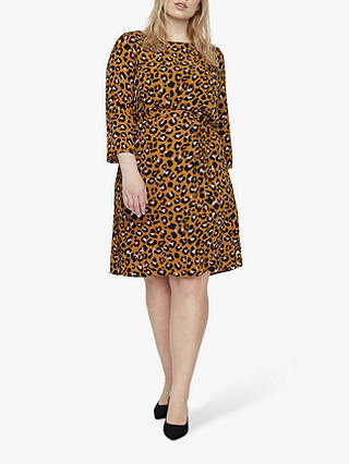 JUNAROSE Curve Filuca Leopard Print Dress, Camel