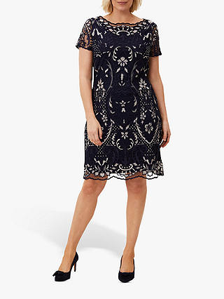 Phase Eight Lizzy Lace Dress, Navy/Ivory