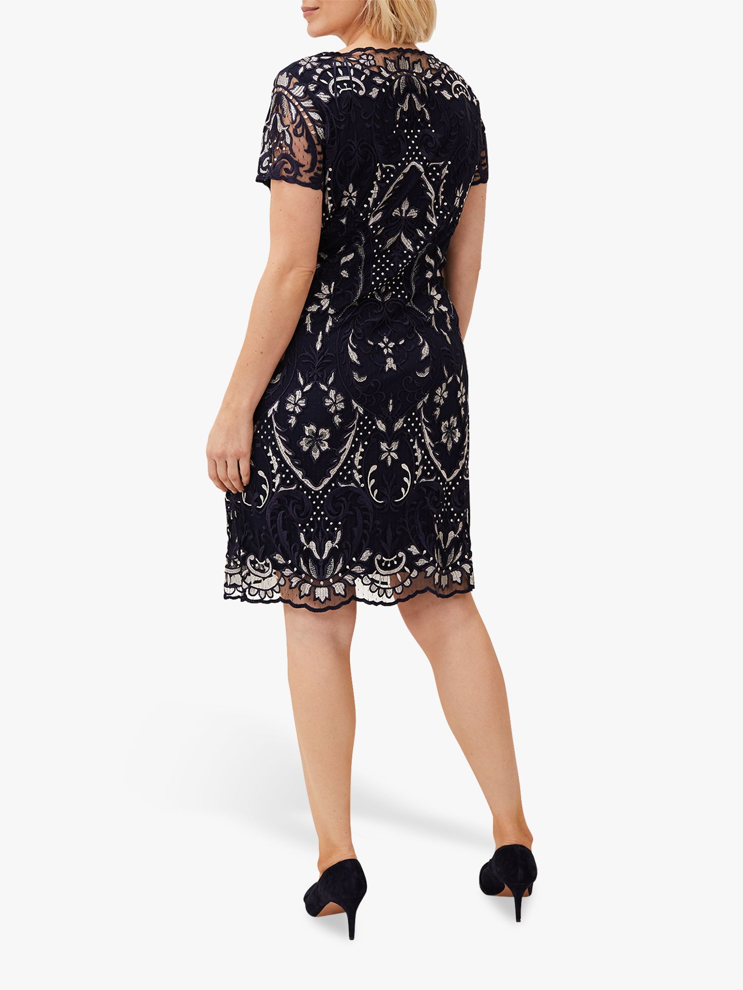 Phase Eight Lizzy Lace Dress, Navy/Ivory