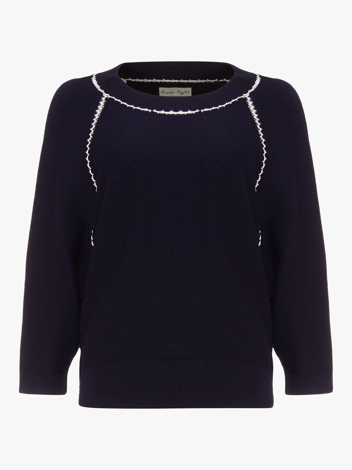 Phase Eight Caroline Stitch Knit Jumper, Navy