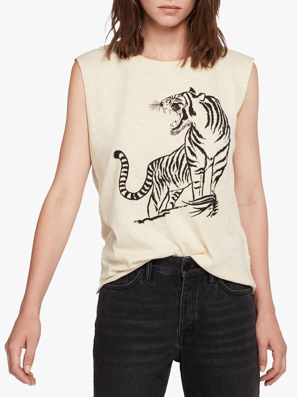 AllSaints Tory Harlie Tiger Tank Top, Vintage Yellow