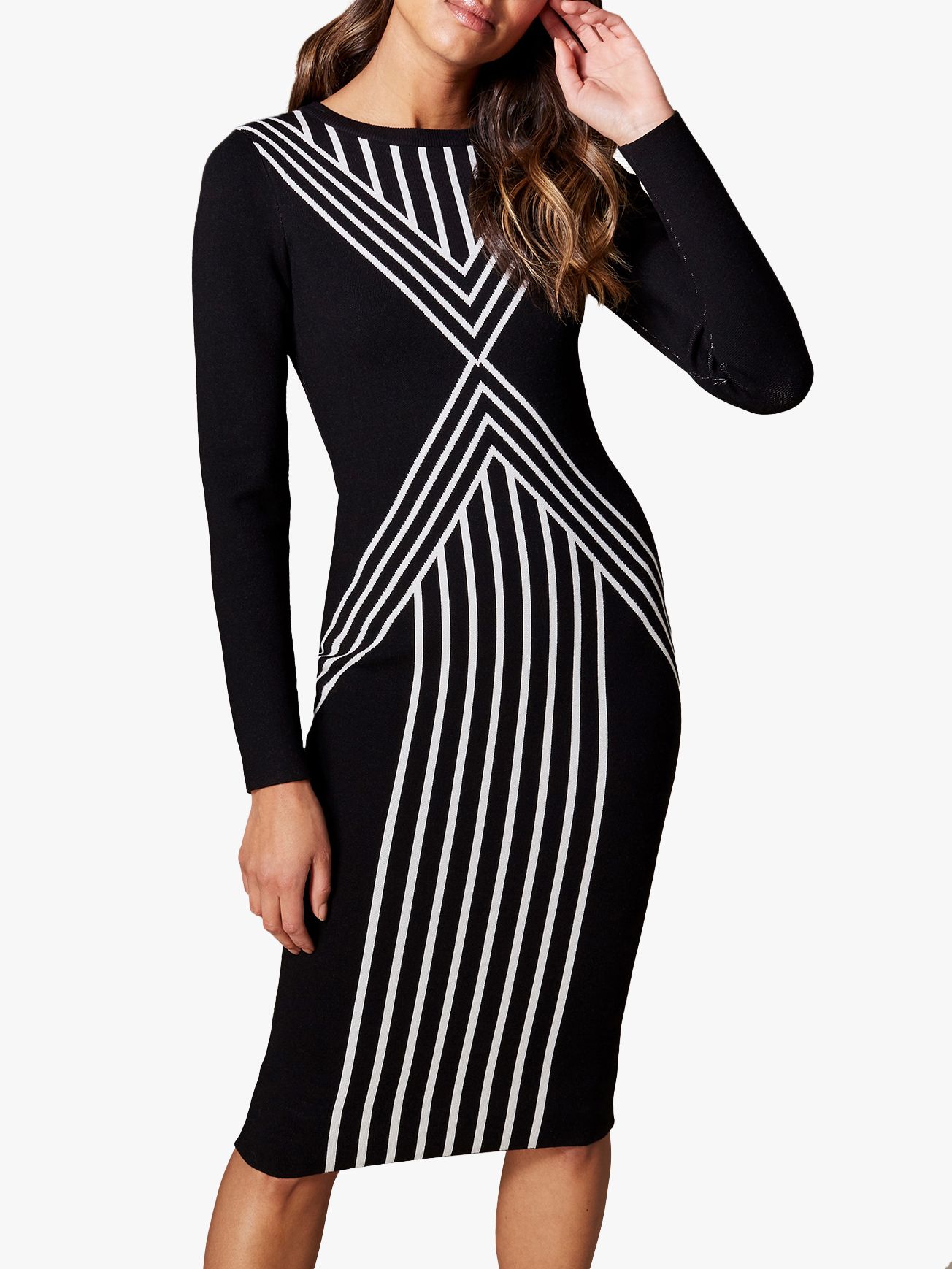 karen millen black white striped dress