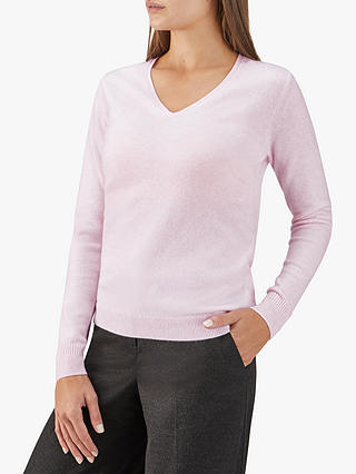 Pure Collection V-Neck Cashmere Sweater, Rose Mist