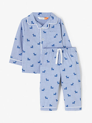 John Lewis & Partners Baby Dog Print Pyjama Set, Blue