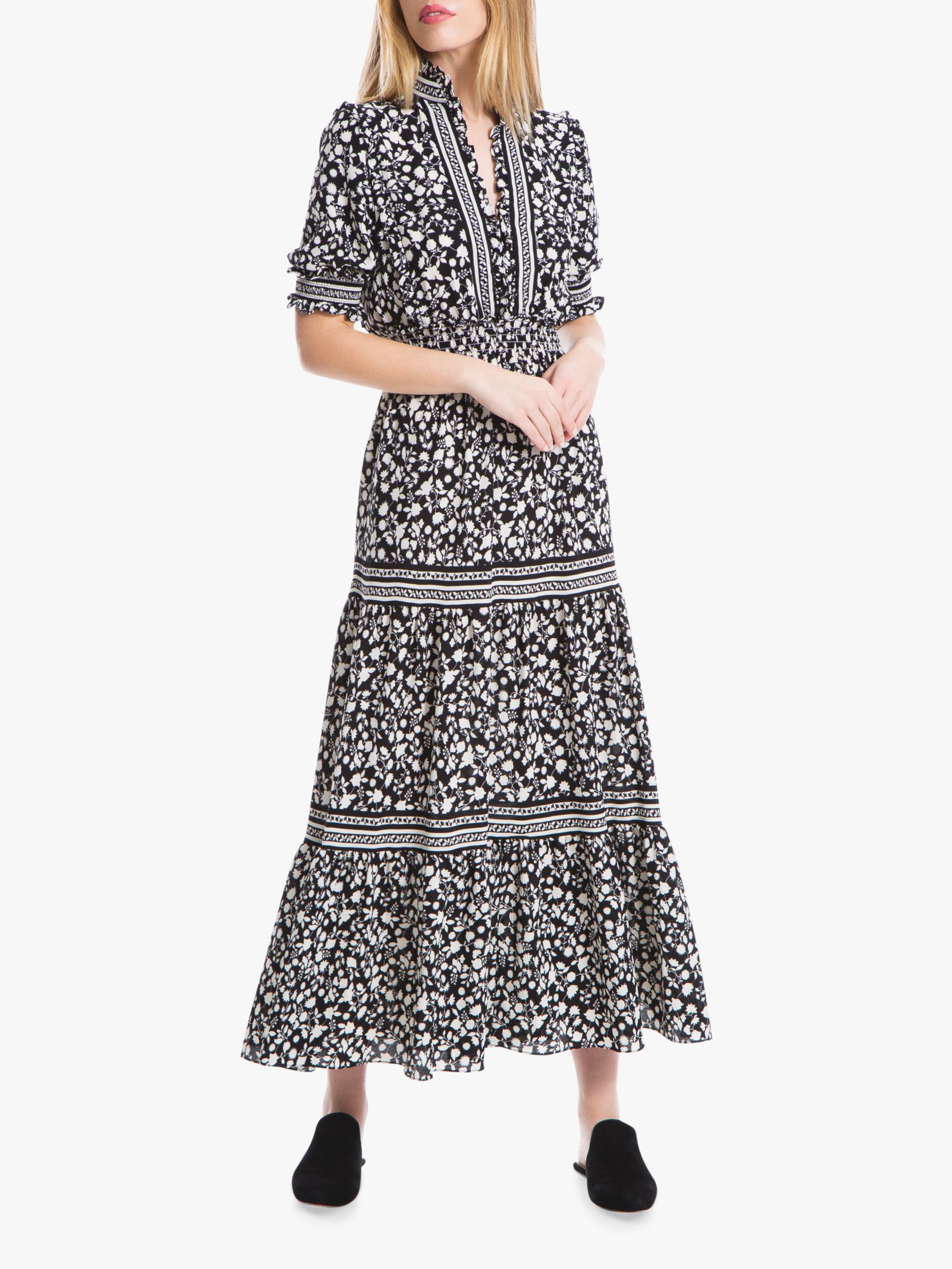 Max Studio Printed Maxi Dress, Black/Ivory at John Lewis & Partners