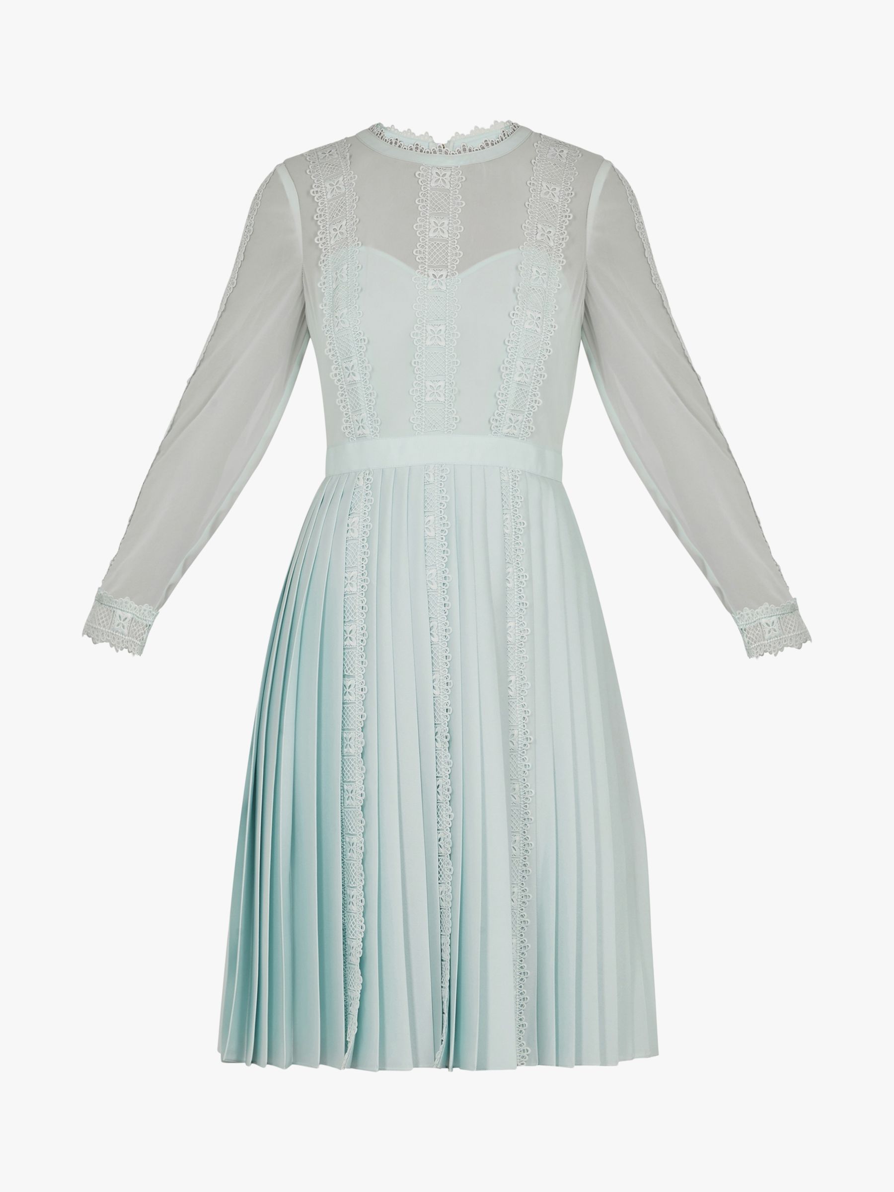 ted baker lace trim pleated midi dress