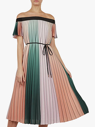 Ted Baker Fernee Colour Block Pleated Maxi Dress, Multi