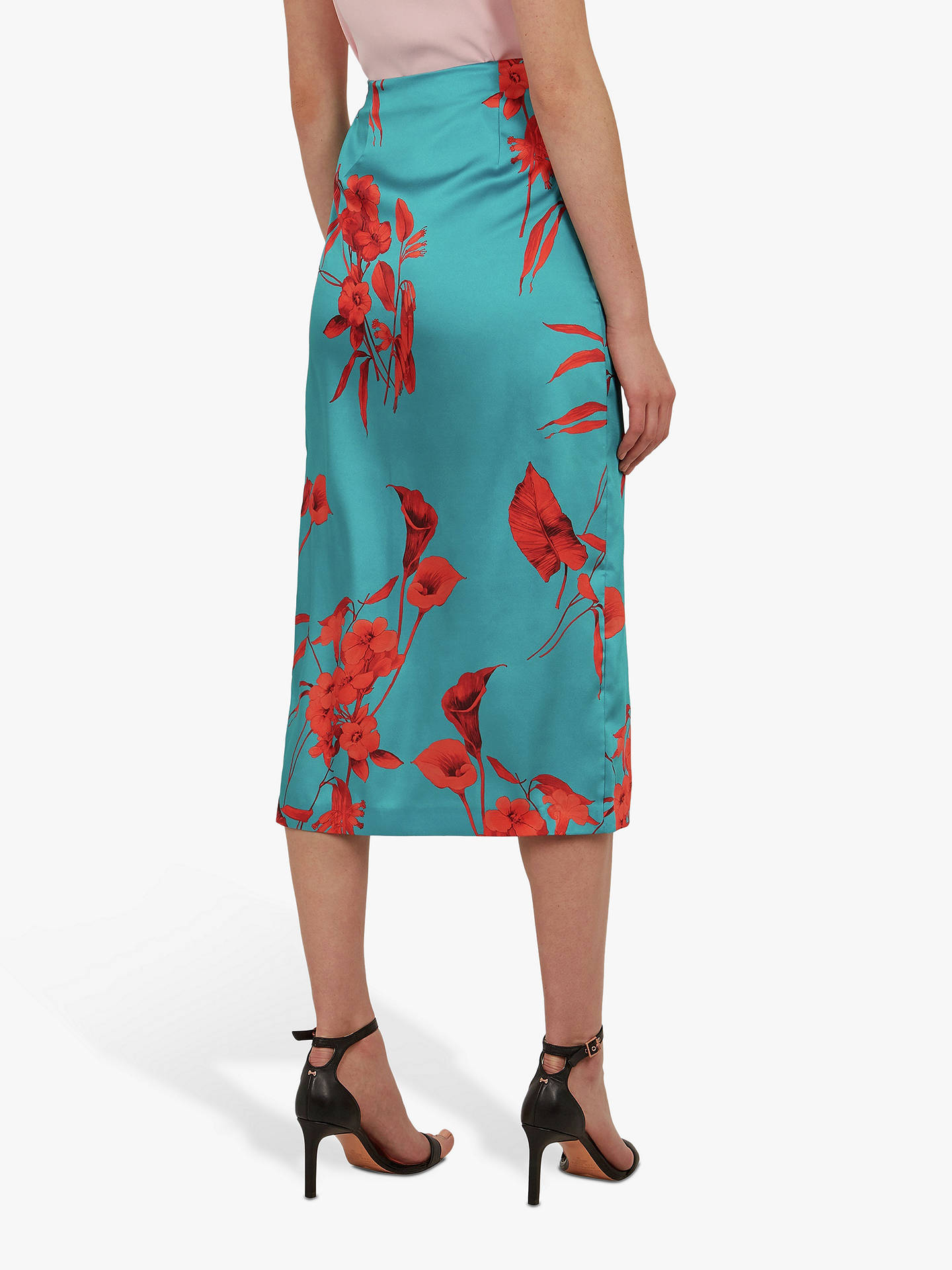 Ted Baker Lilyyy Fantasia Floral Split Hem Midi Skirt, Turquoise at ...