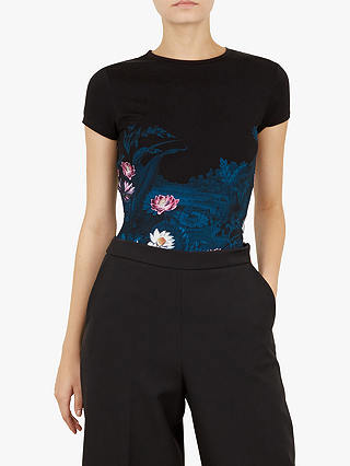 Ted Baker Millyo Floral Fitted Top, Dark Blue