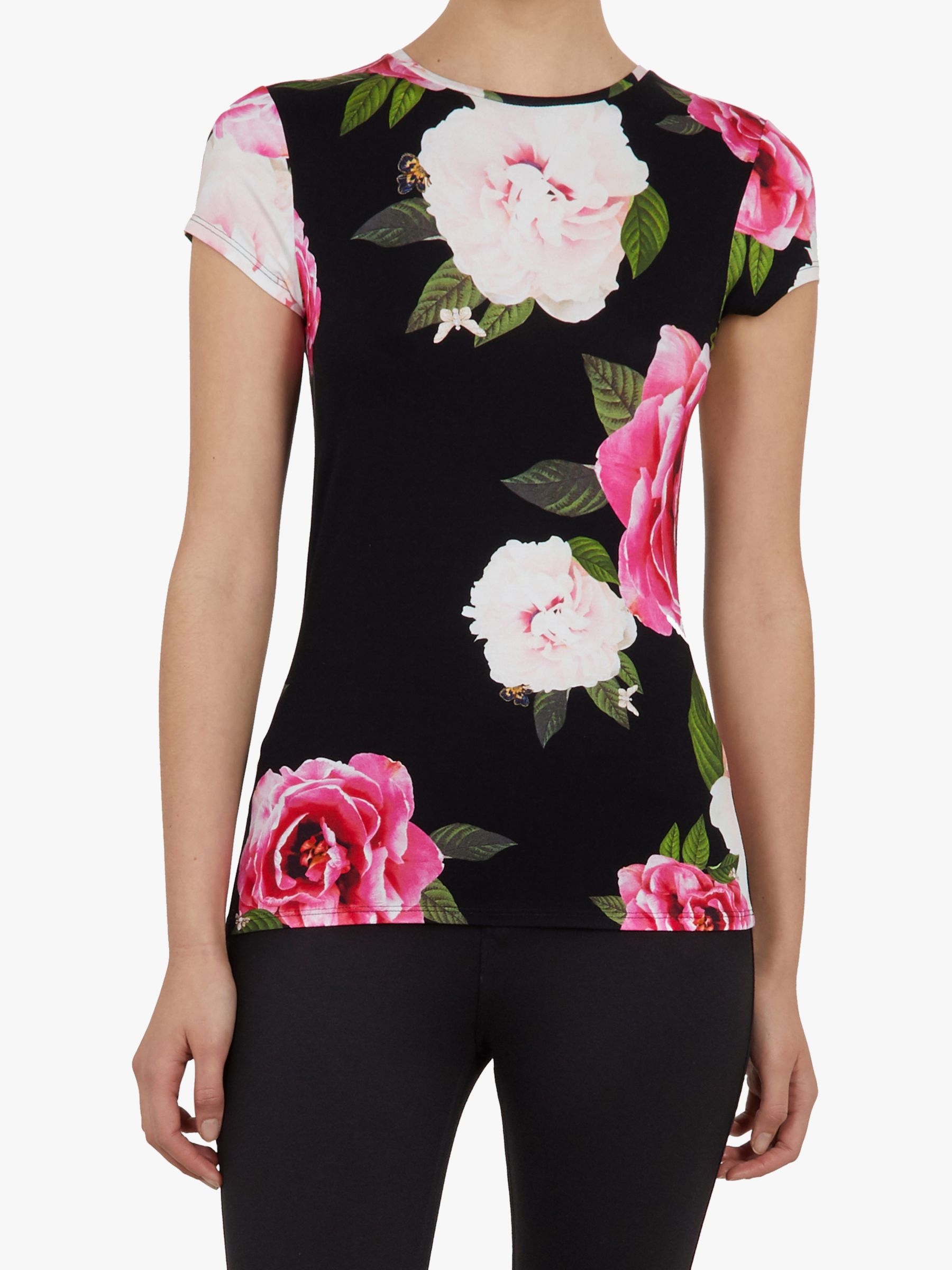 Ted Baker Alanyo Floral Fitted T-Shirt, Black
