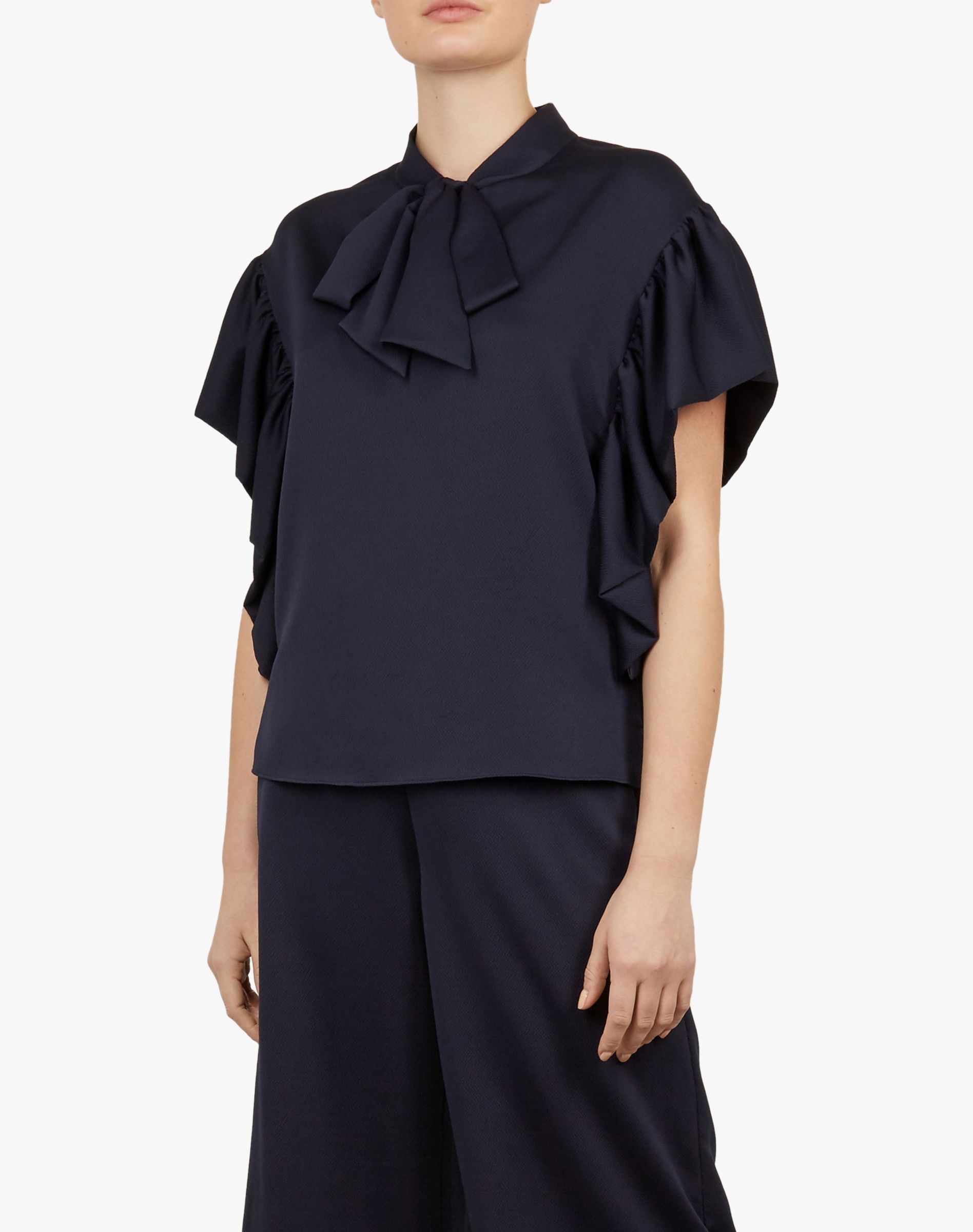 Ted Baker Robynn Tie Neck Top, Navy