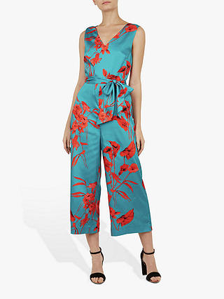 Ted Baker Rabecca Fantasia Tie Side Jumpsuit, Turquoise Blue