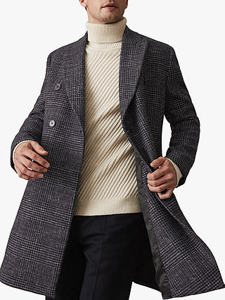Reiss Francisco Dogtooth Coat, Blue