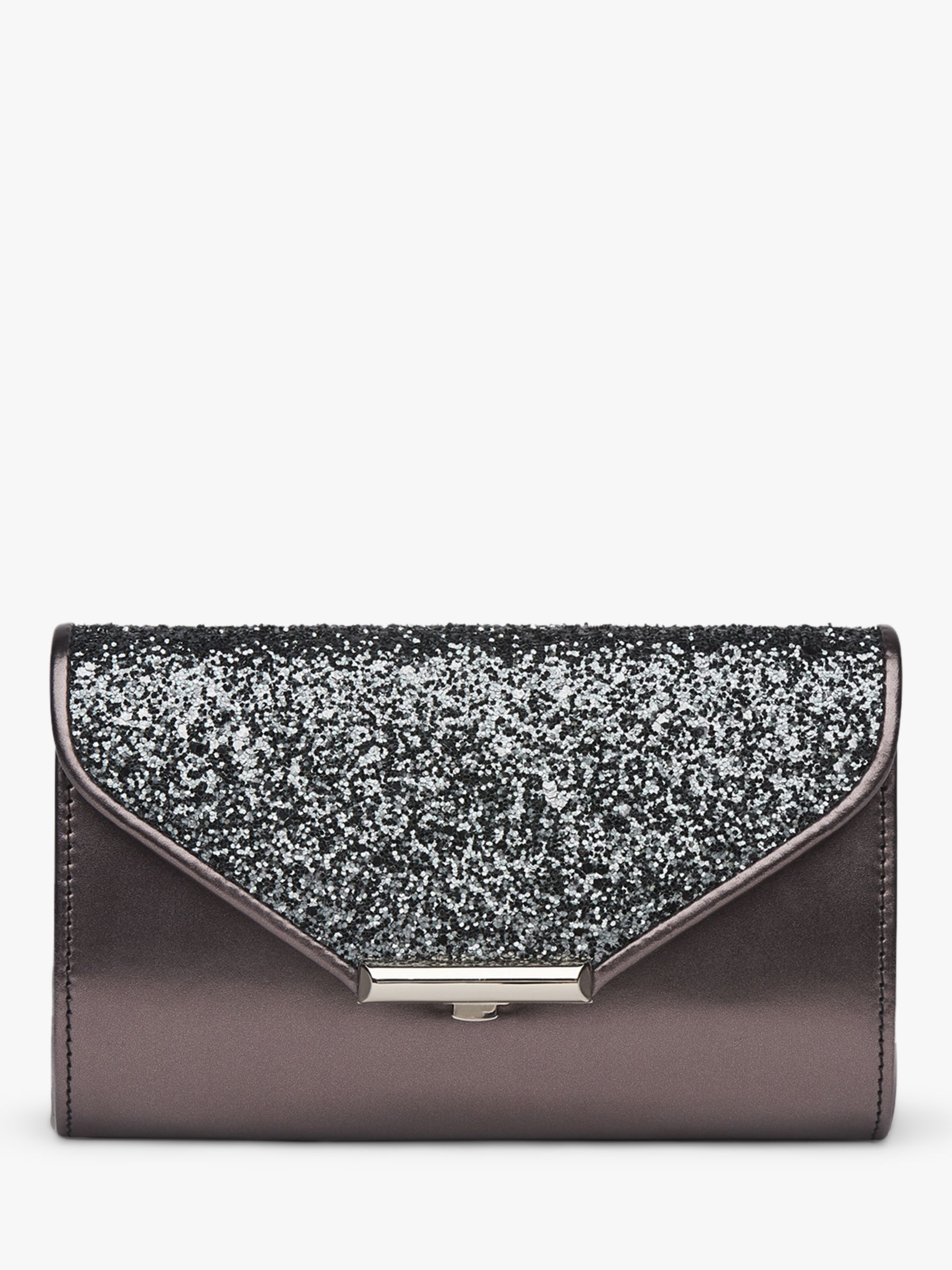 silver grey clutch bag