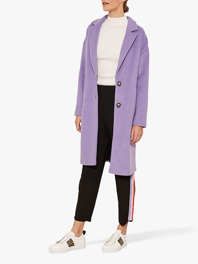 Mint Velvet Single Breasted Coat, Purple, 6