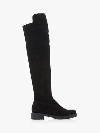 Dune Tamii Knee High Boots, Black Suede