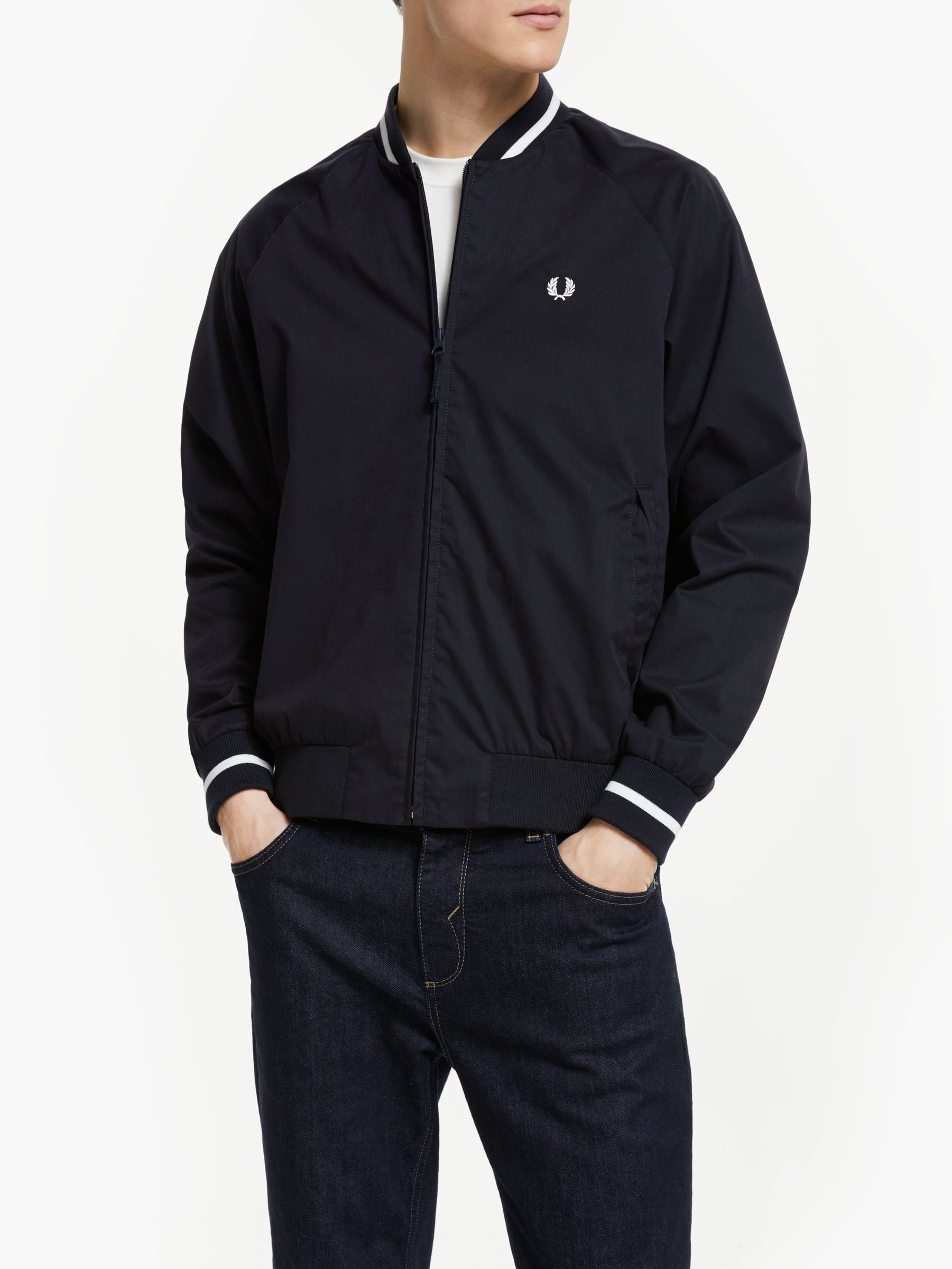 Fred Perry Tennis Bomber Jacket, Navy at John Lewis & Partners