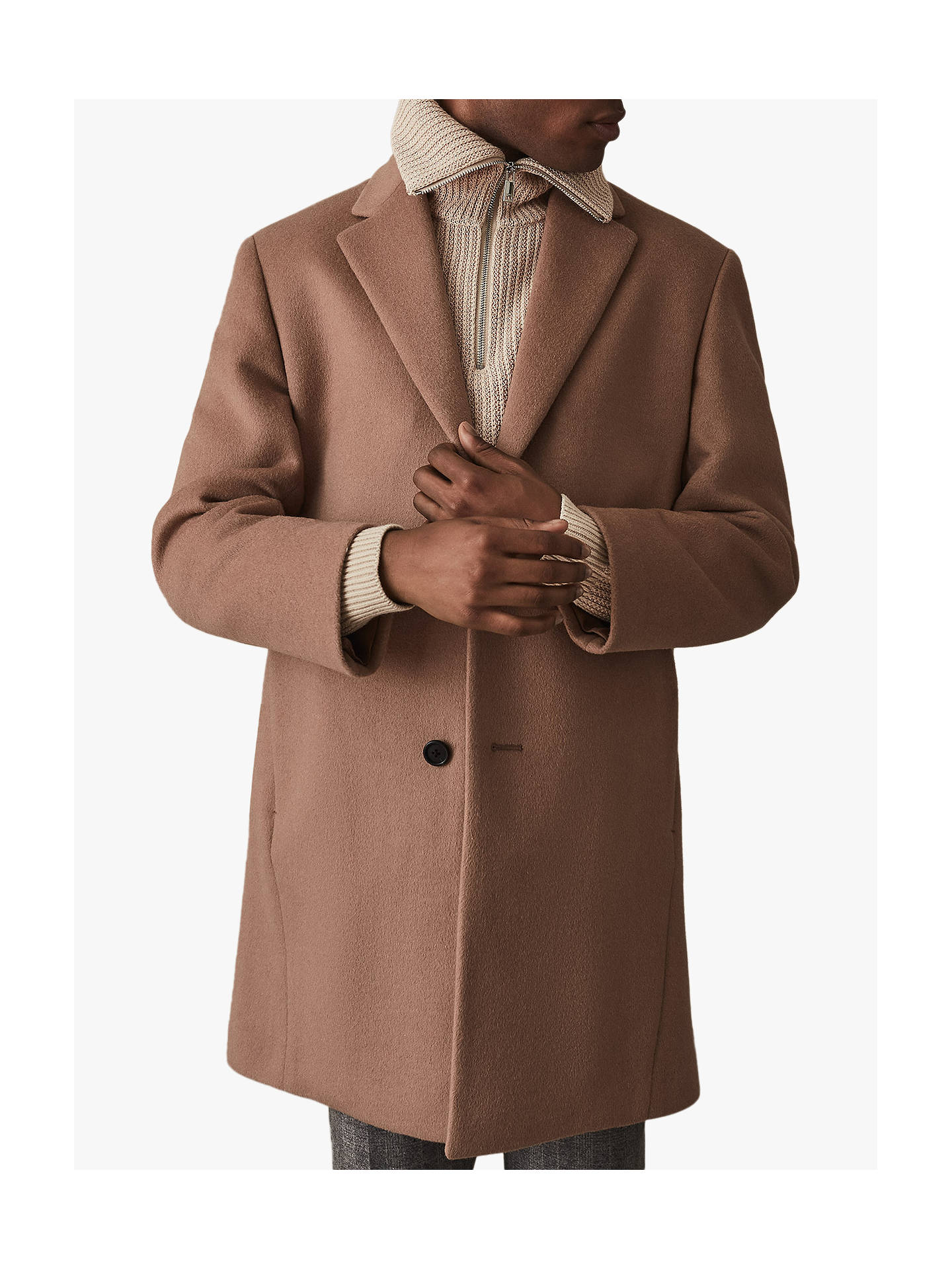Reiss London Wool Blend Overcoat, Soft Pink at John Lewis & Partners