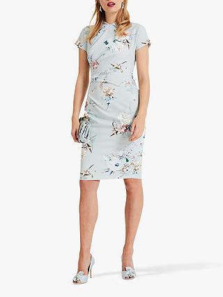 Phase Eight Ashley Floral Print Dress, Duck Egg