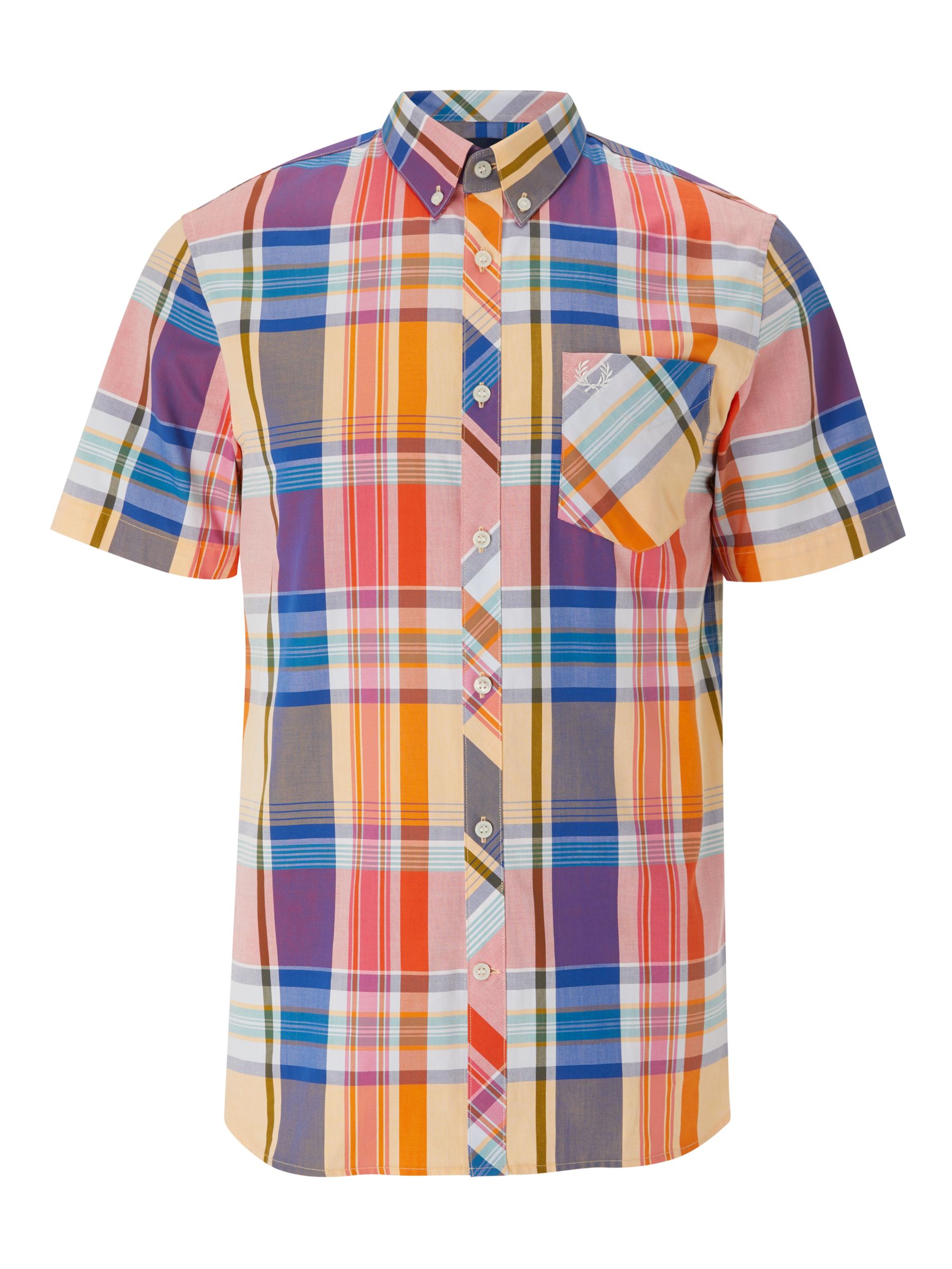 Fred Perry Madras Short Sleeve Check Shirt, Red