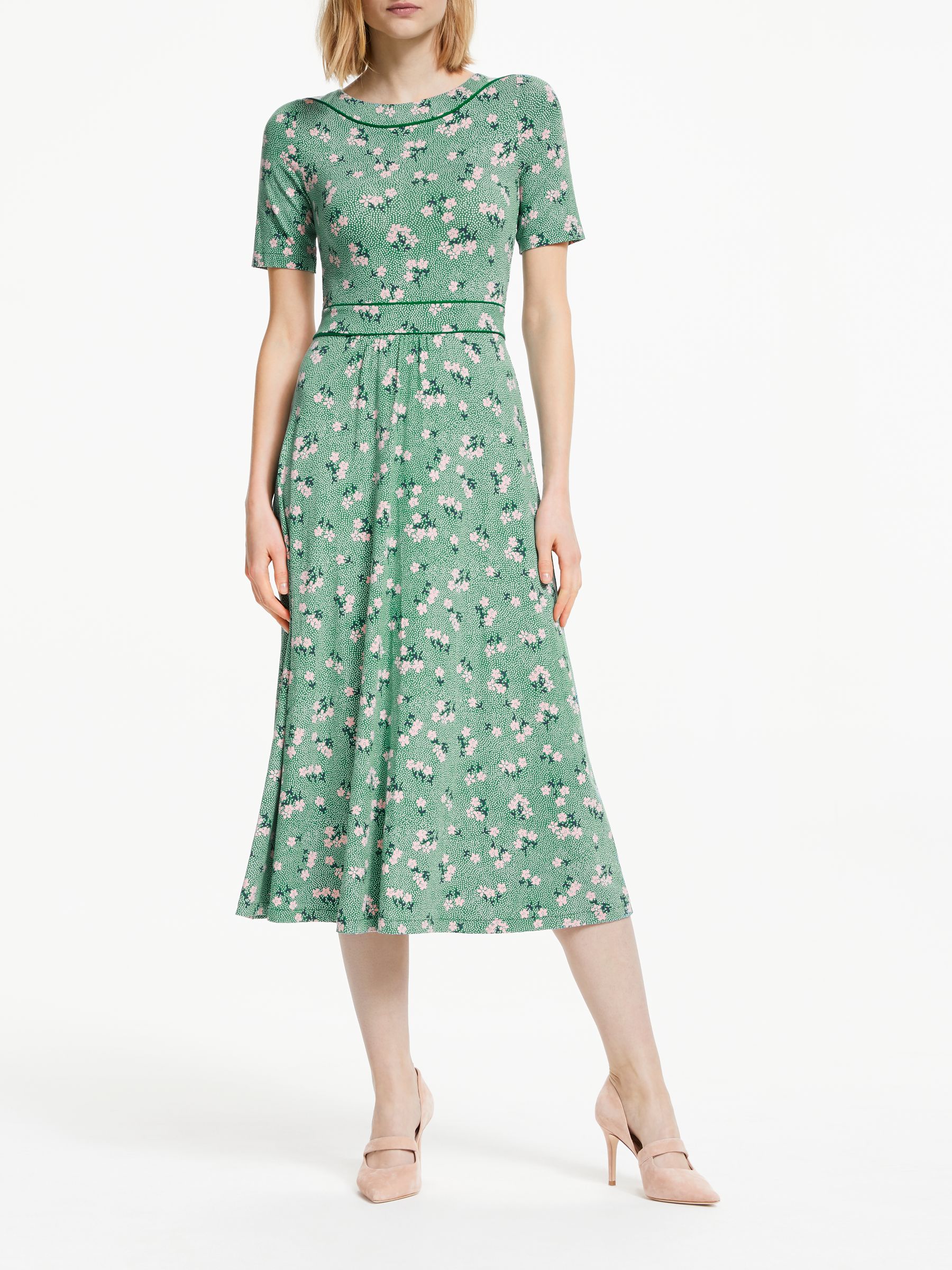 Midi Dress, Forest Green/Chalky Pink 