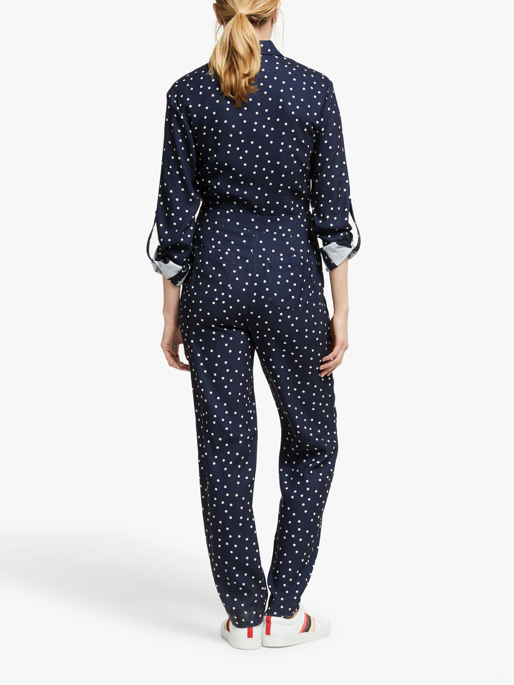 navy and white spot jumpsuit