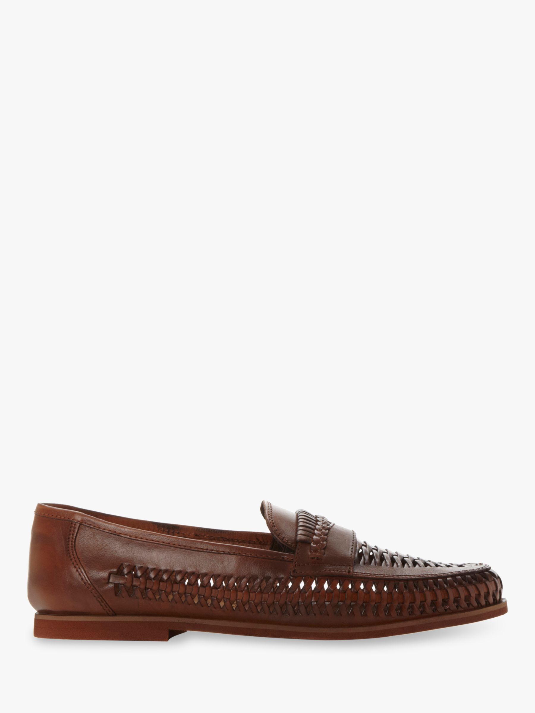 Dune Brighton Rock Woven Leather Loafers, Tan at John Lewis & Partners