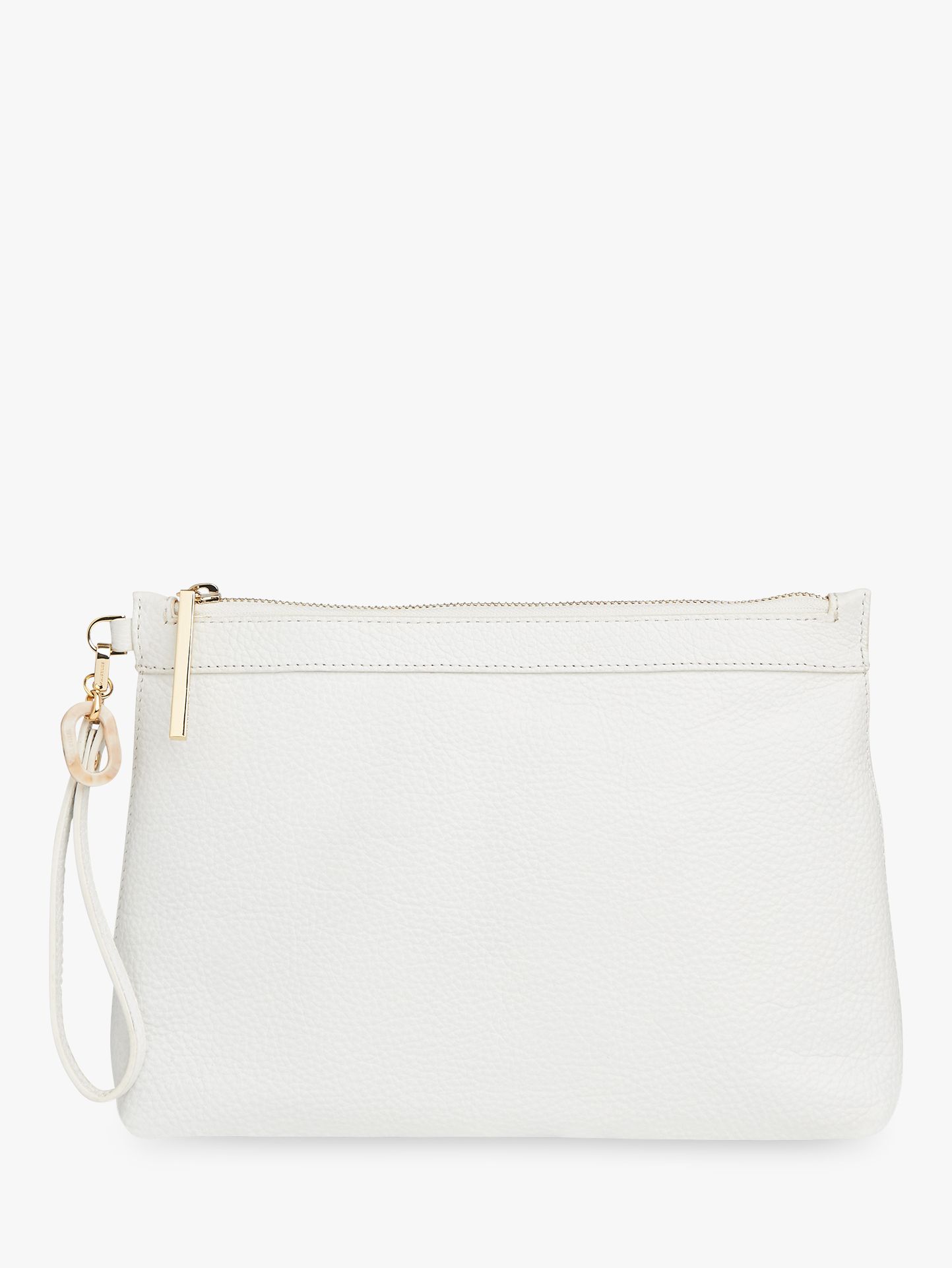 white leather clutch bag