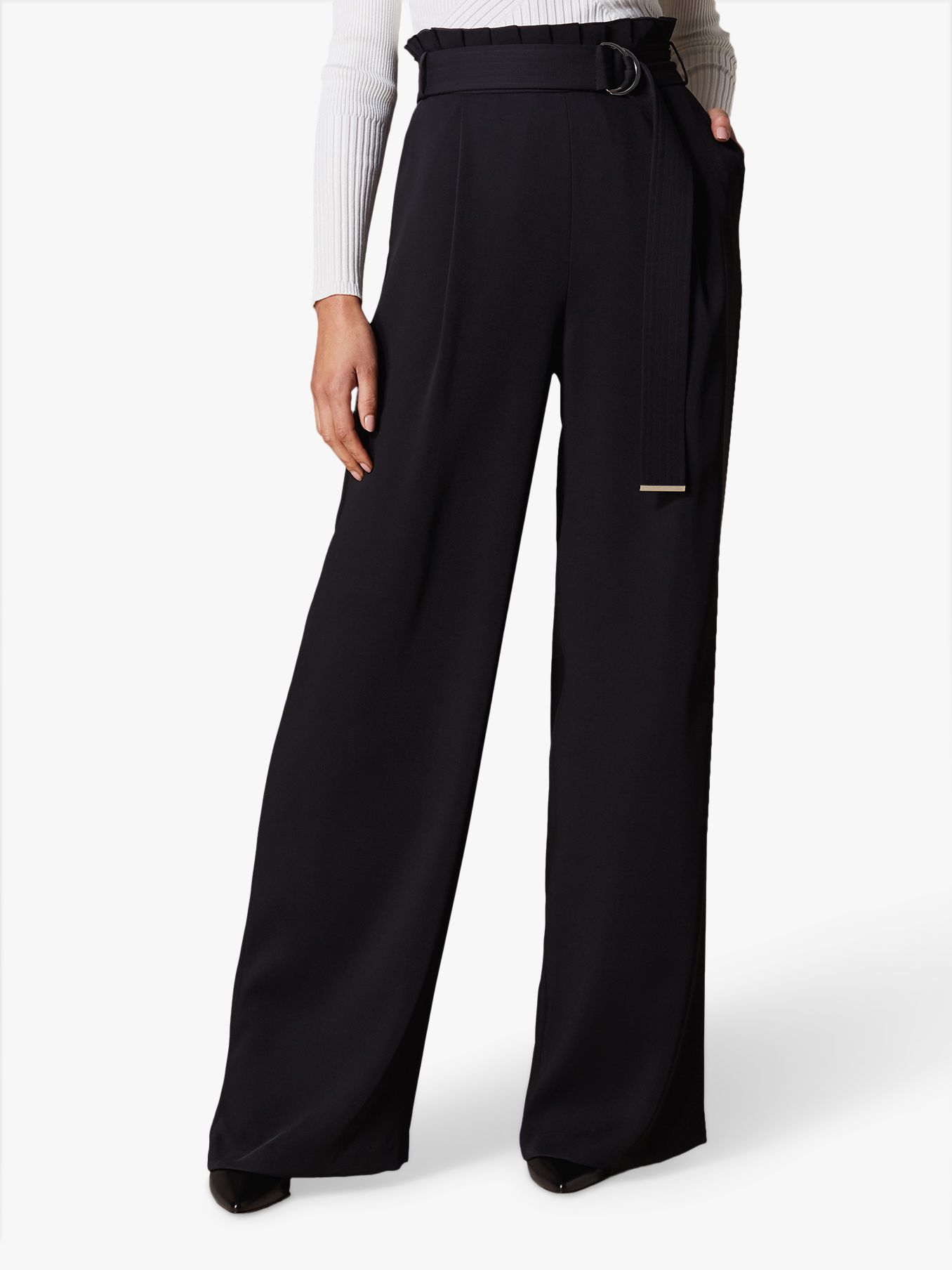 Karen Millen Wide-Leg Tailored Trousers, Black