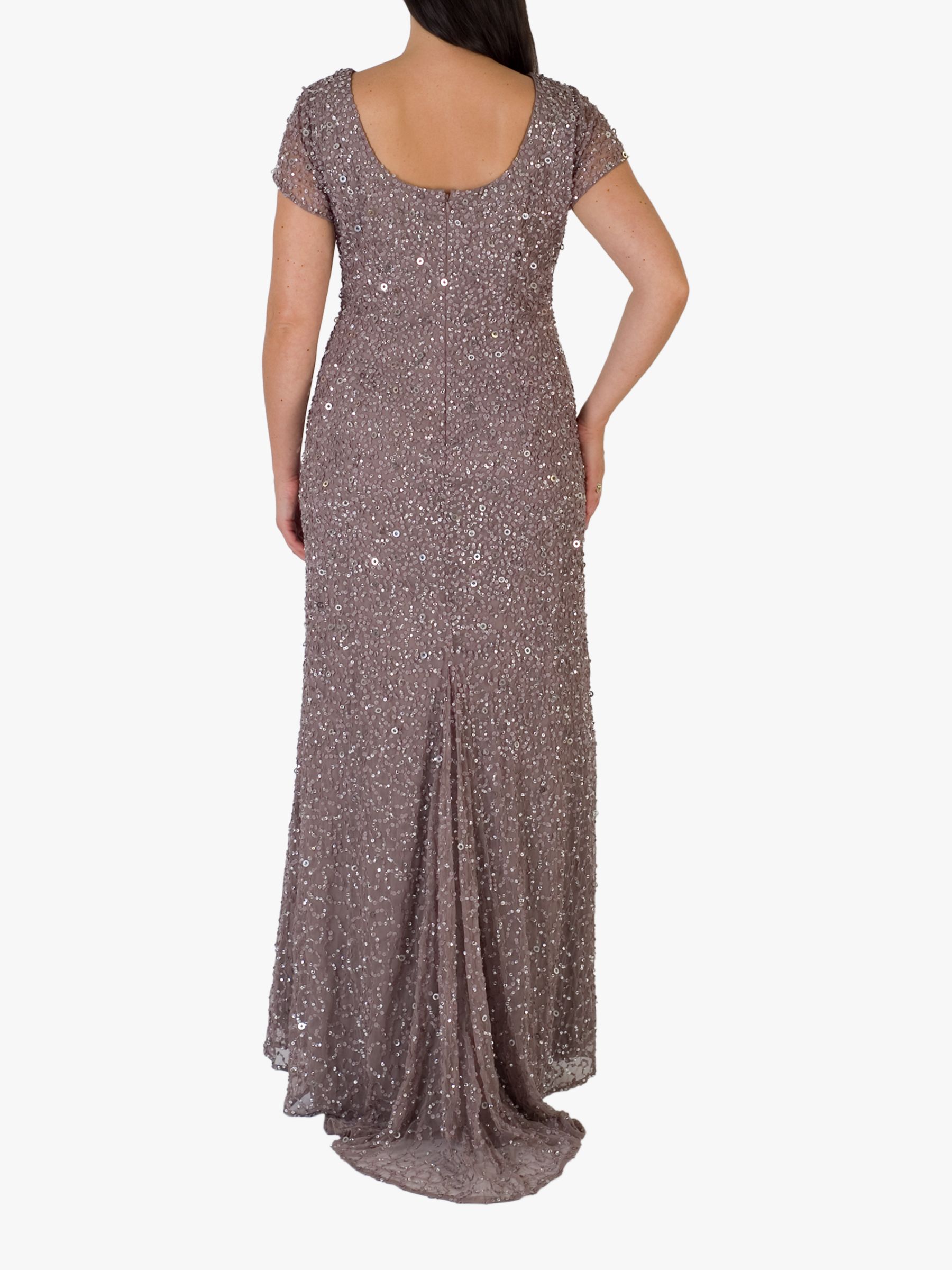 Chesca Short Sleeve Sequin Maxi Dress, Stone at John Lewis & Partners