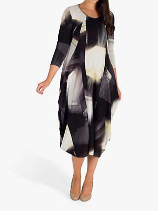 Chesca Abstract Print Jersey Draped Dress, Black