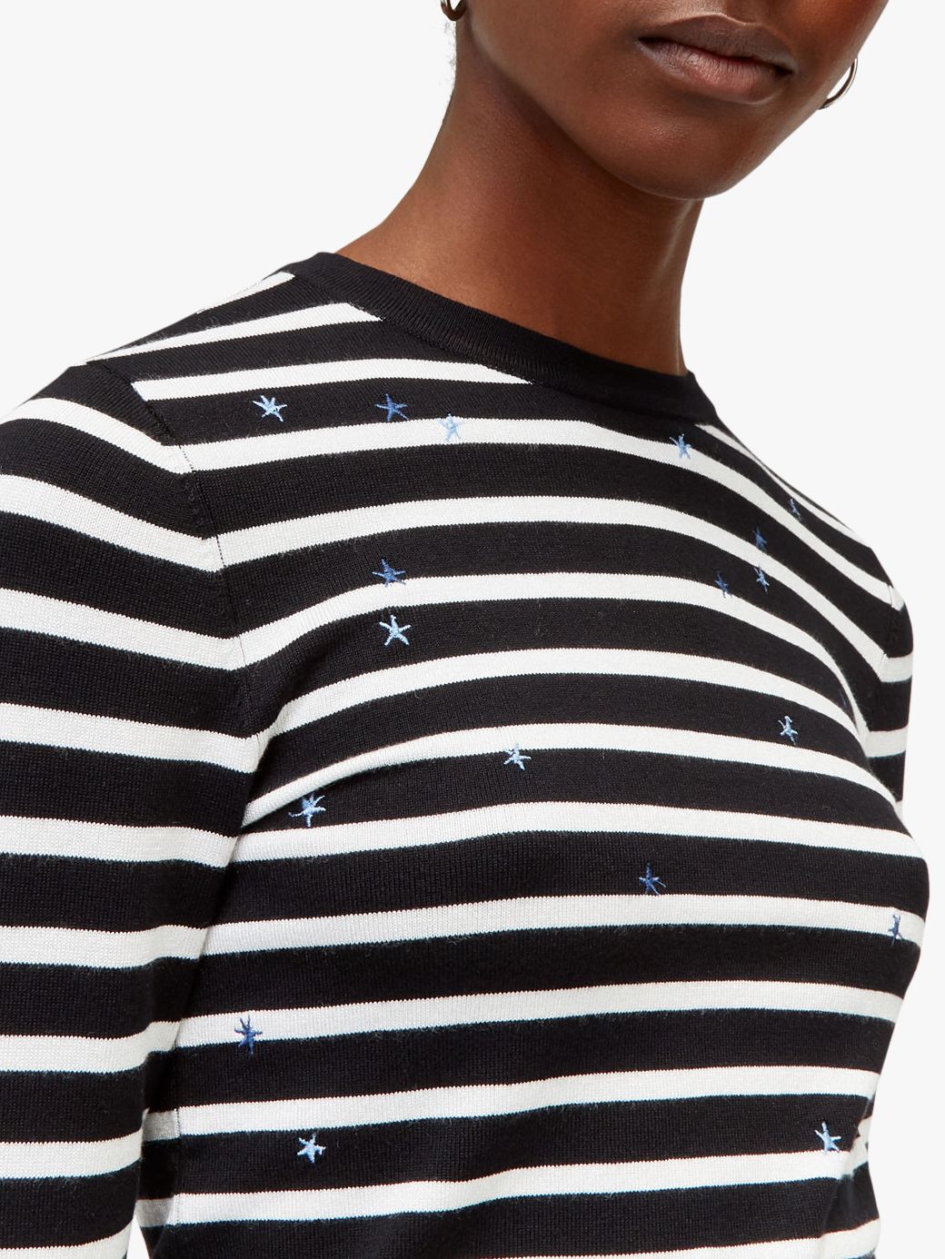 Warehouse Brenton Stripe & Star Jumper, Black Stripe