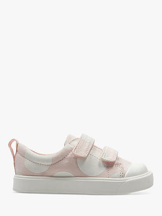 Clarks Children's City Flare Spot Canvas Rip-Tape Shoes, Pink