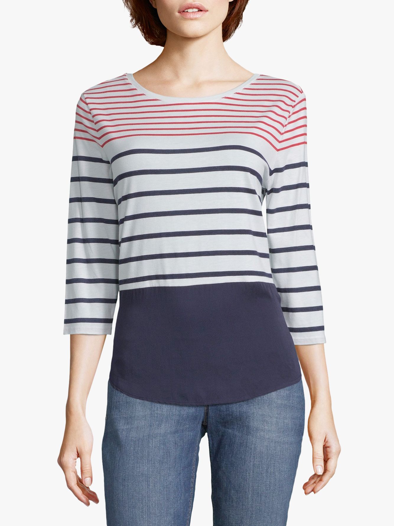 Betty & Co. Colour Block Striped Top, Red/White/Blue