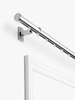 John Lewis Made to Measure Hand Drawn Revolution Curtain Track with Curl Gliders and Stud Finials, Wall / Ceiling Fix, Dia.30mm
