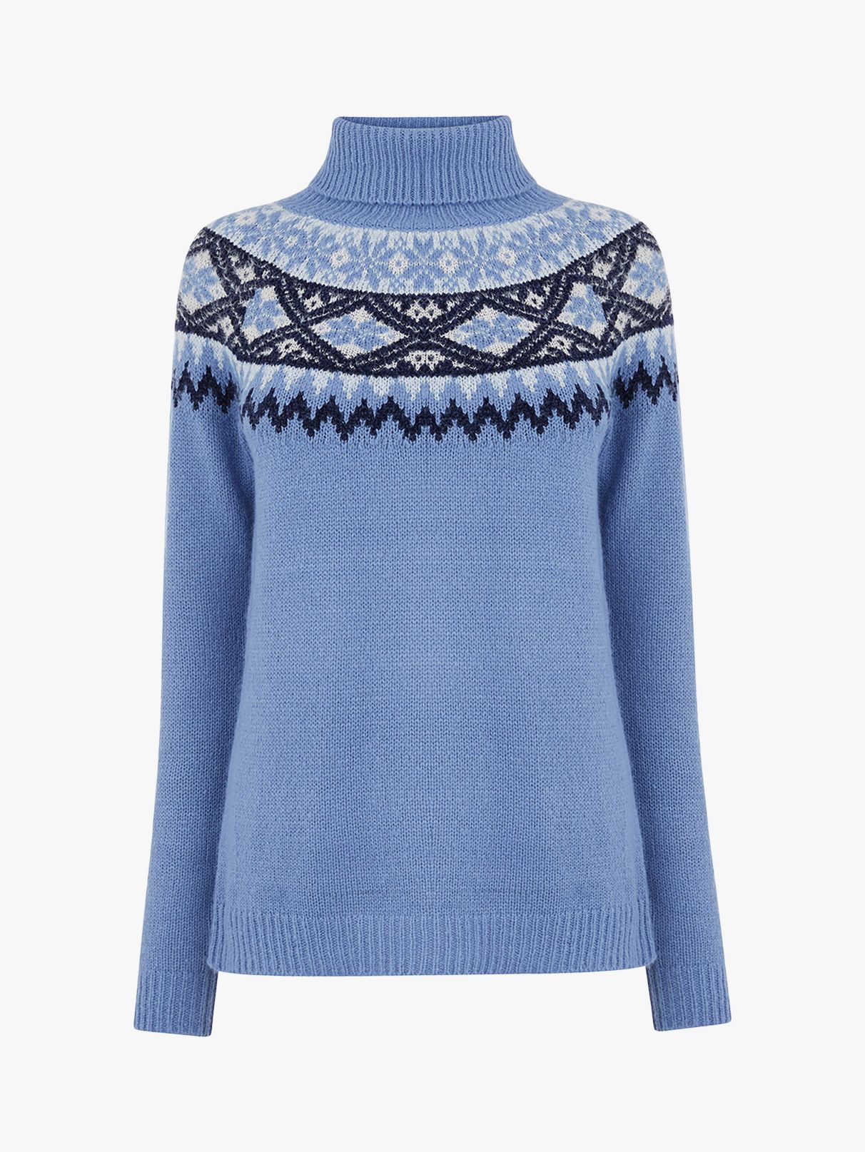 Oasis Abigail Fair Isle Jumper, Mid Blue, XS