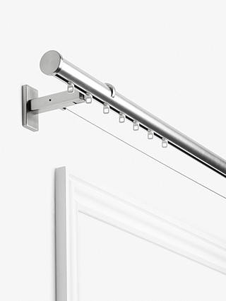 John Lewis Made to Measure Double Revolution Curtain Track with Gliders and Stud Finials, Wall Fix, Dia.30mm