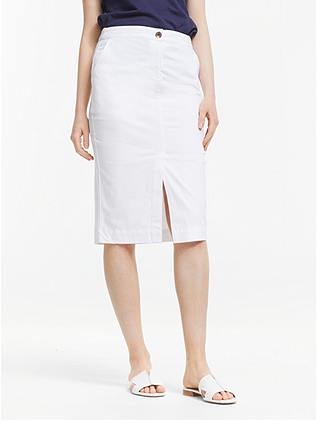 John Lewis & Partners Chino Pencil Skirt, White