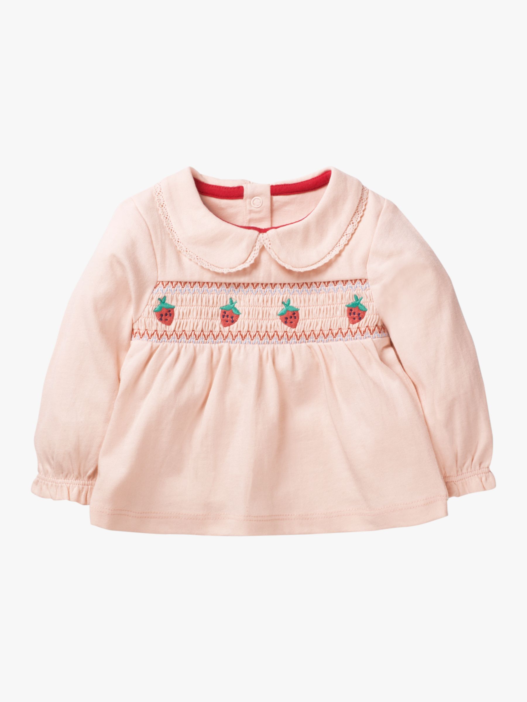 NEW Mini Boden Pink Baby Strawberry Embroidered Smock Parisian Top 