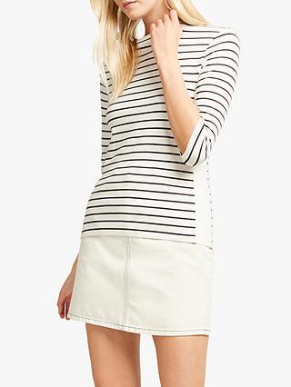 French Connection Tim Tim Block Panel Stripe Top, Neutral